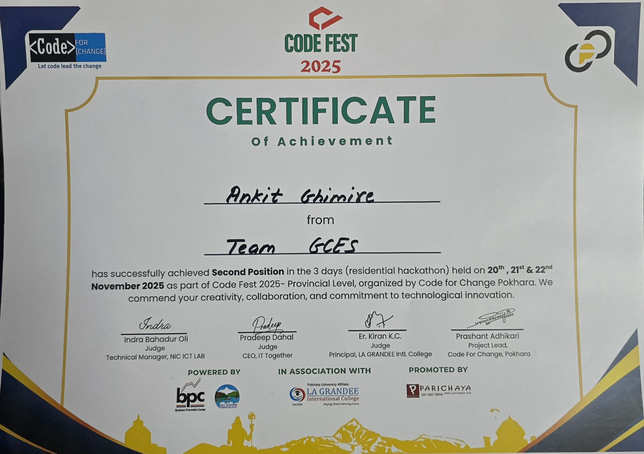 Hackathon First Runner Up